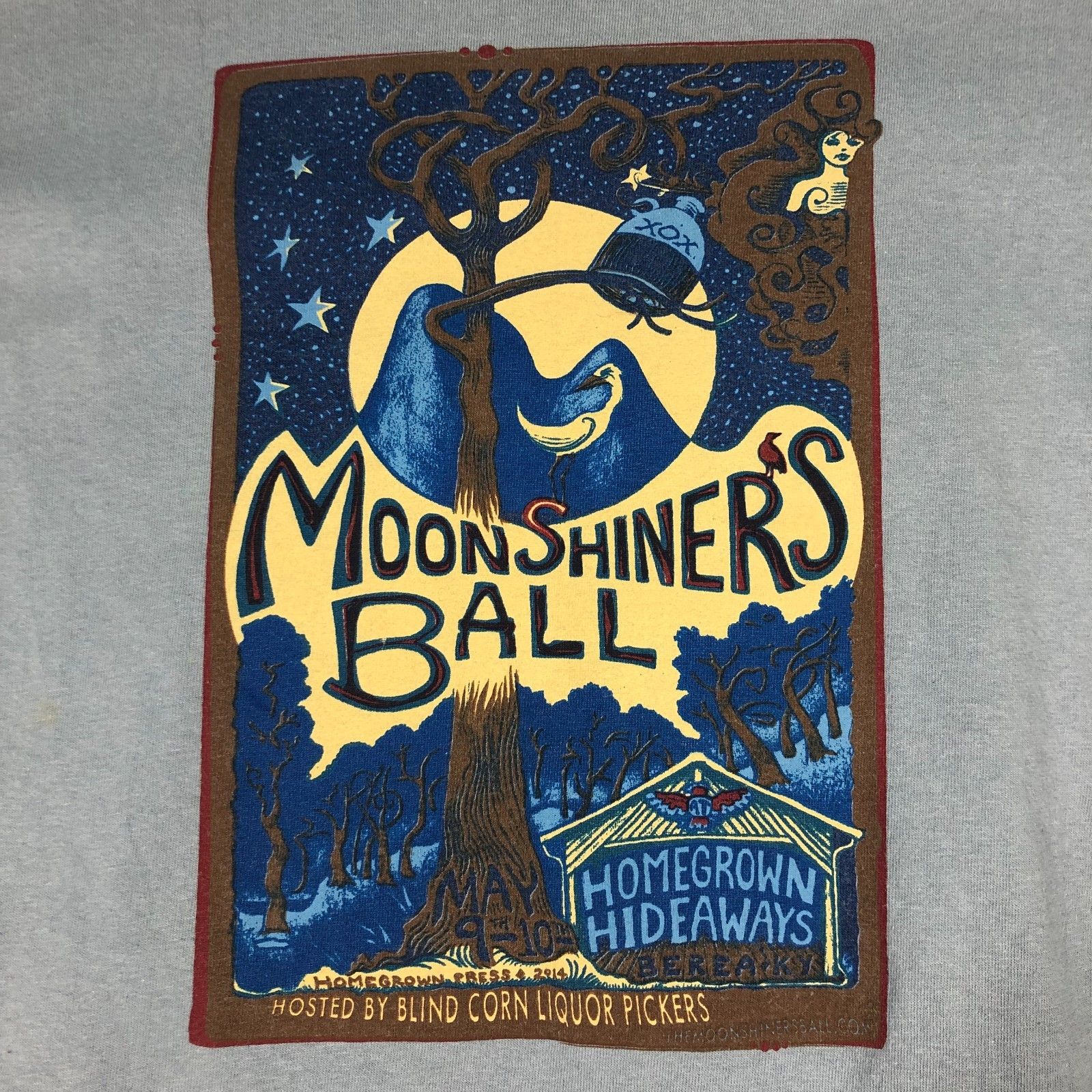 Moonshiners Ball 2014 Tshirt Unisex Blue Size Large Bluegrass Music Ky